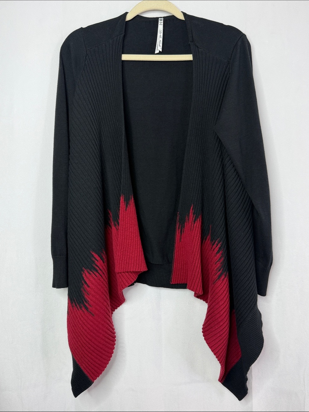 Black Ombre Red Open Front Women's Cardigan Sweater Leo & Nicole